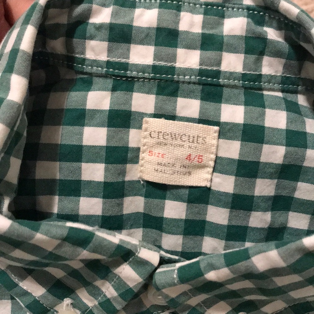 Crewcuts. Boys gingham button down shirt size 4/5